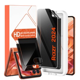 Ruiheshiyi for Motorola Razr 2024/ Razr 2025 Privacy Screen Protector, 2 Pac Inner Screen Protector [Mounting Kit] 2 Pack External Tempered Film, Anti-peeping,Touch Sensitive, No bubbles, No Creases, Newbie Friendly