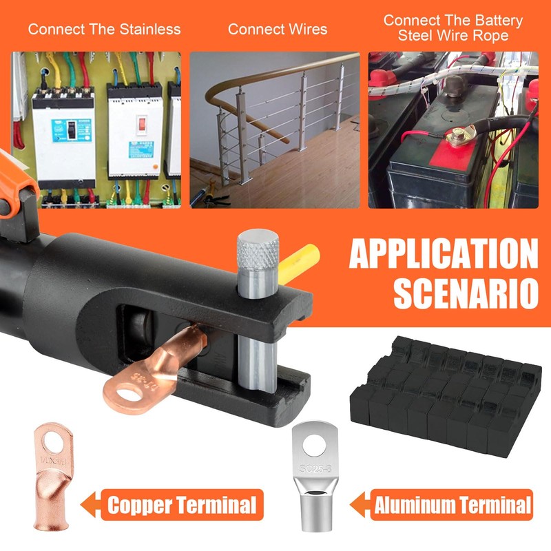 HZLZRZ Hydraulic Crimping Tool 12 Tons, Range 8AWG-4/0AWG(250MCM), Hydraulic Cable