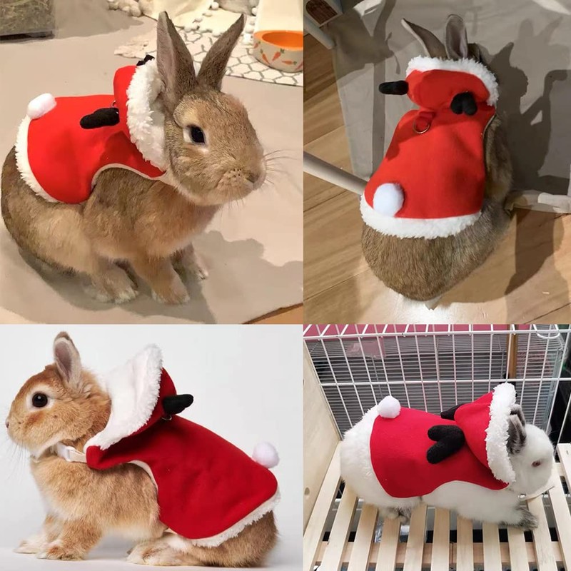 Anelekor Small Animals Christmas Costume for Rabbit Kitten Elk Cape