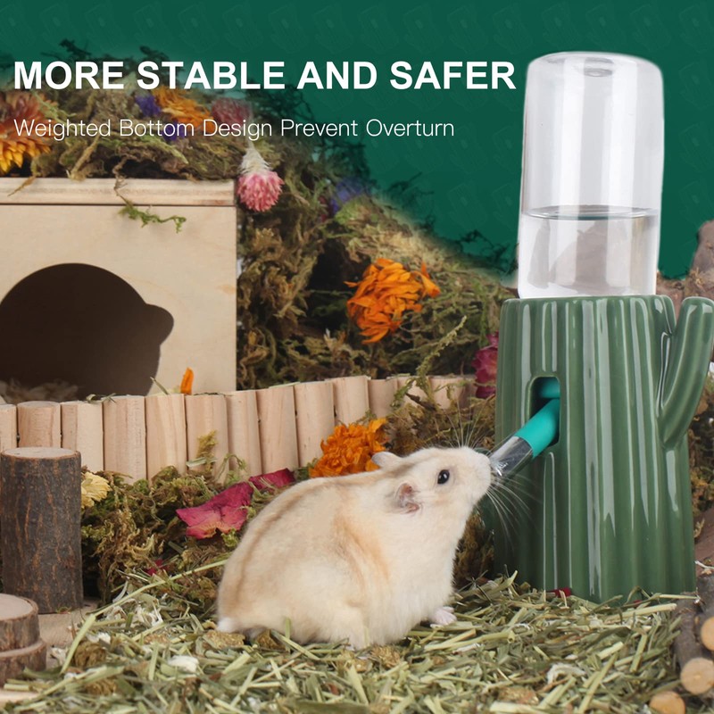 BUCATSTATE Cactus Ceramic Leakproof Hamster Water Bottle Guinea Pig Water