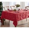 Newbridge Carol Damask No Iron Soil Release Holiday Tablecloths, 52"