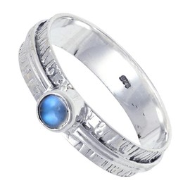 JEWELSTREZORO Regenbogenmondstein Edelstein-Bandring für Herren und Damen, alle Größen, 925er-Sterlingsilber, handgefertigter Geschenkartikel, Schmuck TSR120K_73 (23.2)