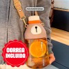 FANSON Botella Agua Oso Kawaii 1lt Tritan Lonchera Vaso Escuela