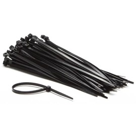 Perel Nylon Cable Ties Set 4.6 x 200 mm Black UV-Resistant Pack of 100