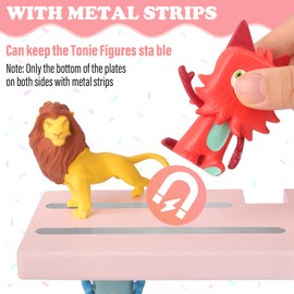 Taladad for Tonie Shelf,Tonies Storage for Creative Tonies Magnetic Wall Shelf for Tonie Figures Characters,Wooden Hanging Shelf for Kids (Pink)