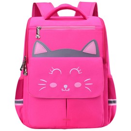 YUSSTAR Kids Backpack Chest Strap Kindergarten Elementary 1-2 Grader Boy Girl School Bag (Cat1-rose)