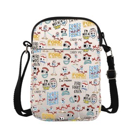 Forky Cartoon Movie Merchandise Crossbody Bag Spork Face Carry On Bag WDW Character Gift Toy Lover Magic Kingdom Gift (CA-FullForkyCrossS)