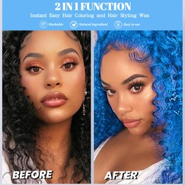 Blue Hair Wax, Temporary Unisex Hair Color Clay Mud, Natural Disposable Coloring Cream Pomades (7.06 Oz, Blue)