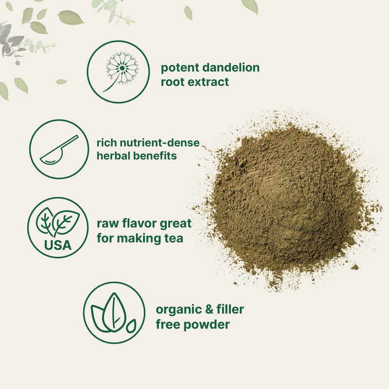 Organic Dandelion Root Tea Powder, 8oz | Up to 220