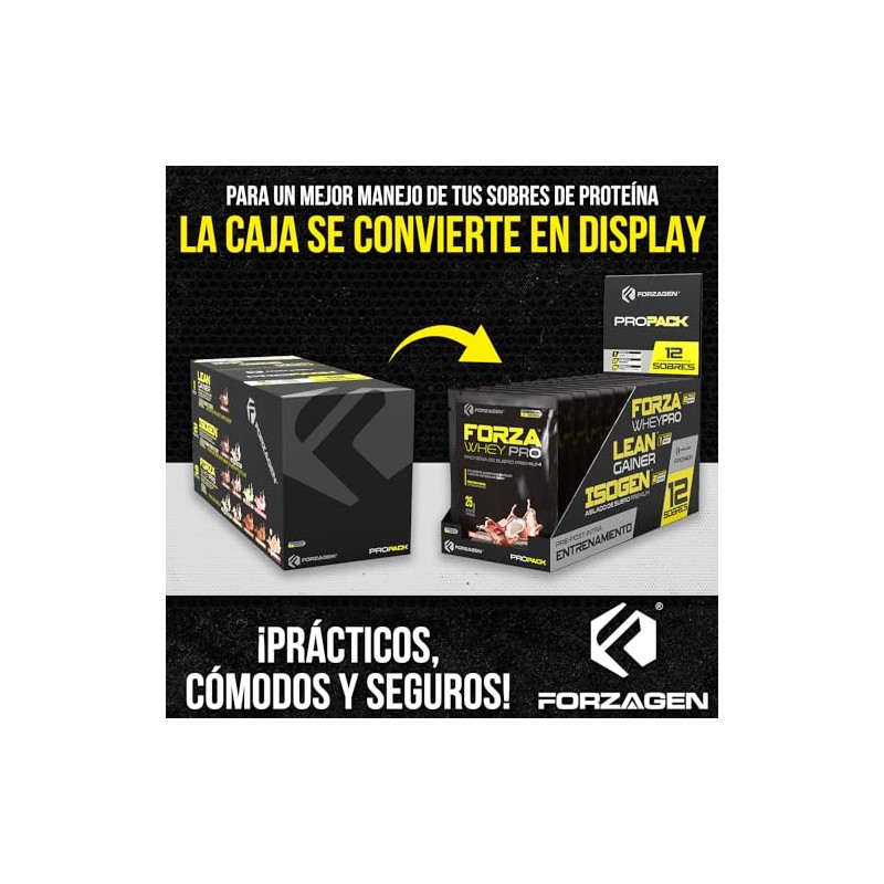Forzagen ProPack Protein Proteínas Whey-Iso-Gainer 12 Sobres Variedad de Sabores