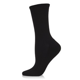 MeMoi Women's Rayon Blend Terry Sole Breathable Crew Sock Black 9-11