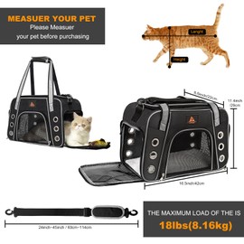 Lifeand Cat Carrier for Large and Medium Cats Under 18lb, Collapsible Soft Sided Pet Carrier, Dog Carrier, Airline Approved for Cats, Small Dogs, Kitten, Pet Privacy Protection Travel Carrier