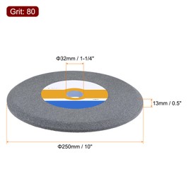 HARFINGTON Bench Grinding Wheel 10 Inch 80 Grit 0.5" Thickness 1-1/4 Inch Arbor Aluminum Oxide Grinding Wheel Grinding and Cutting Grinder Wheel for Cars Ships Machinery, Grey