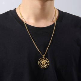 EUEAVAN Sri Yantra Chakra Necklace for Women and Men Sri Yantra Amulet Talisman Pendant Sacred Geometry Necklace Hinduism Symbol Sacred Hindu Meditation Jewelry (gold)