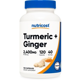 Nutricost Turmeric + Ginger Capsules with Bioperine, 2400mg Per Serving, 120 Capsules - GMO-Free, Gluten-Free, 40 Servings