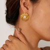 Rockyu Gold Big Pearlized Stud Earrings for Women Gorgeous Wedding