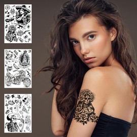 Tatuajes temporales de cholo para adultos, 8 hojas, más de 180 tatuajes falsos grandes, chicana, guadalupe, gánster, prisionero, México, decoraciones para fiestas chicanas, ropa de cholo