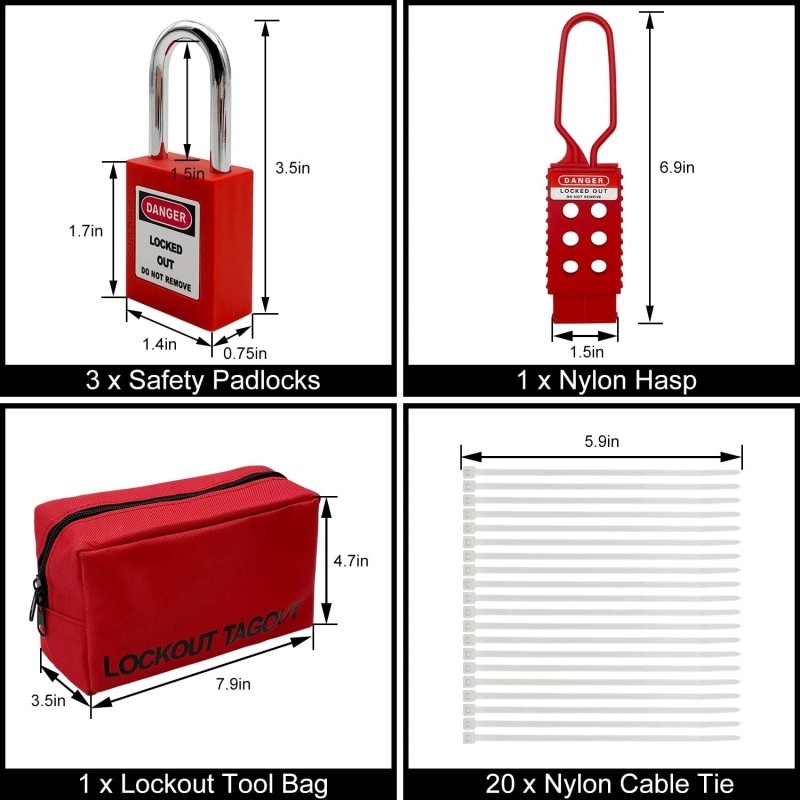 SAFBY Lockout Tagout Kit Electrical Loto - Group Lockout Hasps,