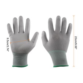 HARFINGTON 6 Pairs Non-slip Safety Work Gloves 23cm Rubber Coated Nylon Gloves for PC Computer Electronics Installation and Repair(Medium), Grey Green