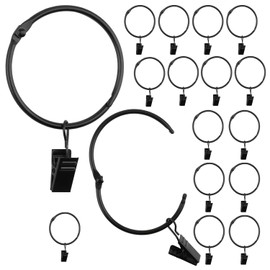 50 Anillos de Cortina Negros de 2 Pulgadas con Clips, Anillos de Cortina de Metal con Ganchos, Ganchos de Cortina inoxidables para recámara, Sala de Estar, baño