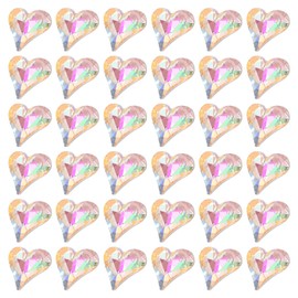MECCANIXITY 40 Pcs 3D Heart Colorful AB Nail Rhinestones 12x13mm K9 Glass Crystal Rhinestones Pointed Back Crooked Heart Gems for Nail Charm Art DIY Decoration Craft