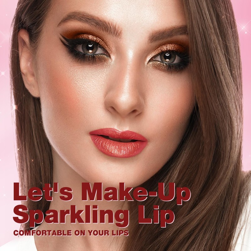 Jolilab Sparkling Lipstick Lip Gloss Long Lasting Waterproof Moisturizer Lip