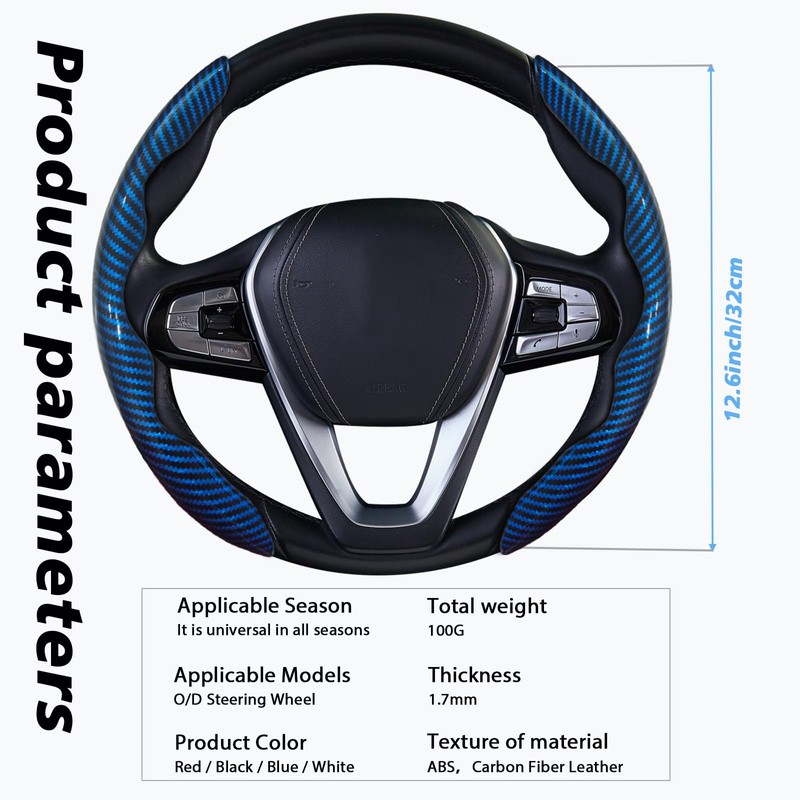 WOCOCN 2pcs Car Steering Wheel Cover,Anti-Skid Carbon Fiber Steering Wheel