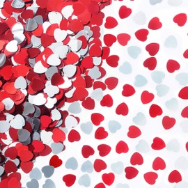 Red Love Heart Valentines Party Table Confetti - Bachelorette Party Foil Metallic Sequins Confetti Wedding Engagement Anniversary Just Married Birthday Party Sprinkles Confetti Decorations, 60g