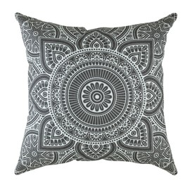 TreeWool (Pack of 2 Mandala Accent Cushion Covers in 100% Cotton Fabric (45 x 45 cm / 18 x 18 Inches, Graphite)