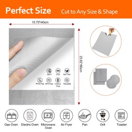 Demiwise 3 Pack Silver Oven Liners for Bottom of Oven, 16x24 Inch Thick Heavy Duty Non Stick Teflon Oven Mats, BPA and PFOA Free Reusable Oven Liners for Bottom of Electric Oven