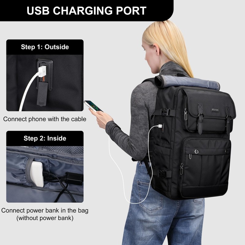 PIJUSHI Travel Backpack for Women Men Carry on Luggage Backpack