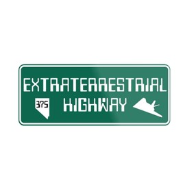 Extraterrestrial Highway Decorative Car Truck Decal Window Sticker Vinyl Die-Cut Vacation Travel Souvenir X-File Unexplained Mysteries Space Ship UFO Flying Saucer Cryptid Sasquatch