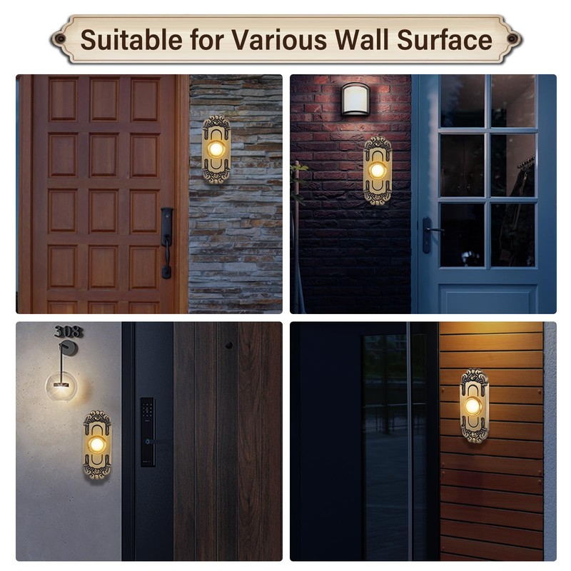 Heavy Duty Doorbell Button Metal Lighted Up Door Bell Wired