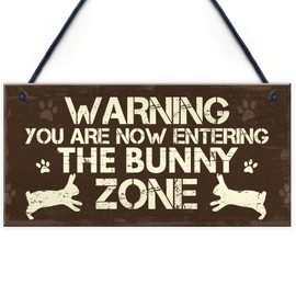 RED OCEAN Bunny Zone Rabbit Lover Gift Ideas Door Hutch Funny Pet Sign Rabbit Accessories Gifts For Women