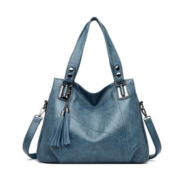 PORRASSO Women Handbags Fashion Hobo Shoulder Bag Ladies Crossbody Bag Large PU Leather Messenger Bag Travel Working Dating Tote Purse Blue