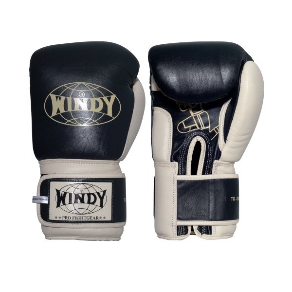 Windy Muay Thai Training Gloves, Black, 14-Ounce