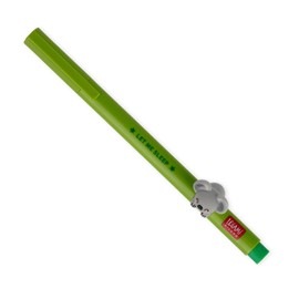 Legami - Decorative Animal Gel Pen - Prevents Rolling - Green Ink - Removable and Reusable Animal - 0.5mm Tip - Koala Theme