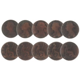 LOTE de 10 monedas de Reino Unido Reino Unido 1 Penny Monins, Queen Victoria 1874-1894