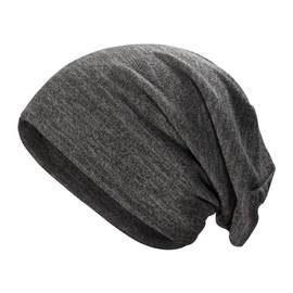 ZLYC Summer Women's Men's Long Slouch Beanie Lightweight Soft Jersey Hat, Plain Dark Grey