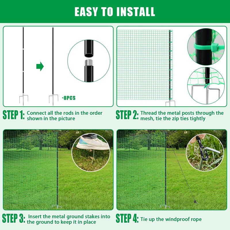 Temporary Fence with Posts, 36" x 50' Plastic Garden Fence