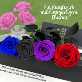 Infinity Rose in Gift Box, Eternal Rose with Stem Gifts for Women, Real Roses, A Preserved Flower for Mum, Ladies, Girlfriend for Birthday, Valentine's Day, Christmas, Mother's Day - Black