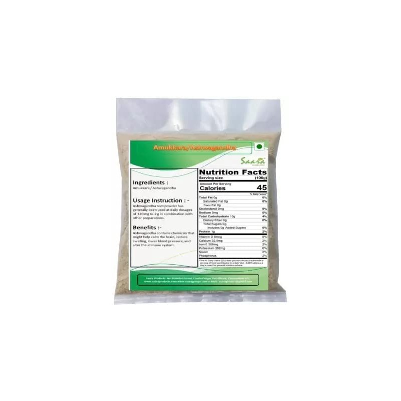 Generic Herbal Fresh Amukkara Powder, 100g, Indian Ginseng, Amukkara Kizhangu