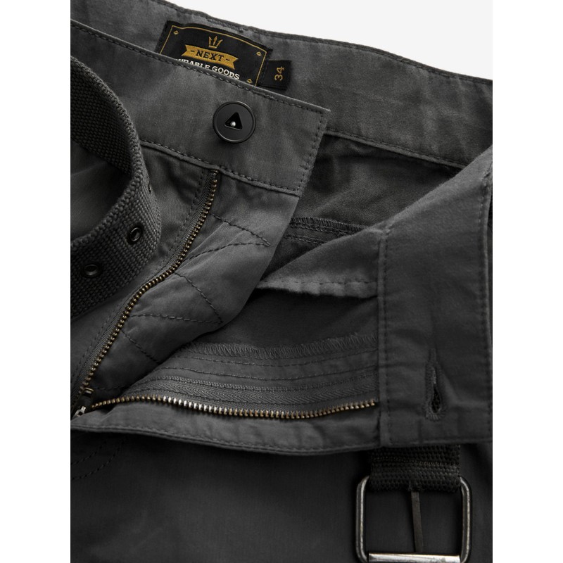 NEXT Long Cargo Shorts with Belt, gray, 44