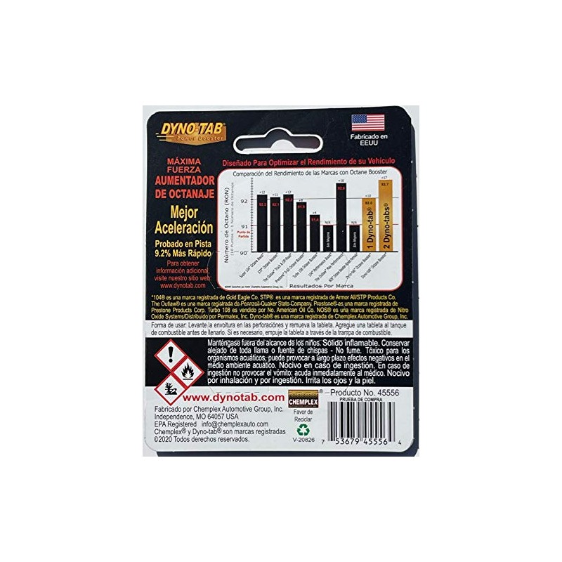 Dyno-tab Aumentador De Octanaje 6 pastillas de 0.5-g c/u (12)