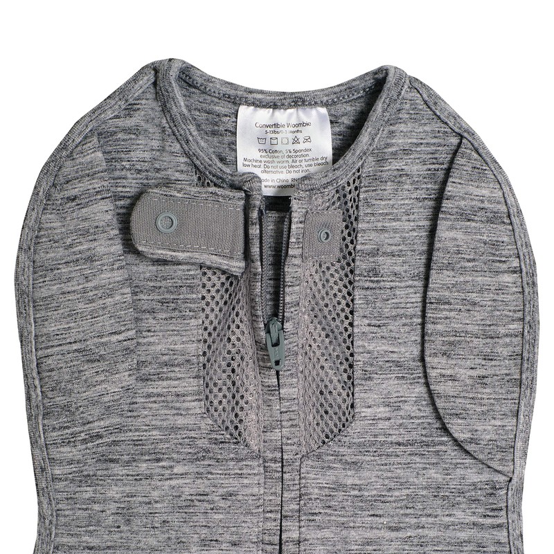 Woombie Convertible Swaddle Blanket with Vent, Twilight/Heathered Gray, 5-13 Pound