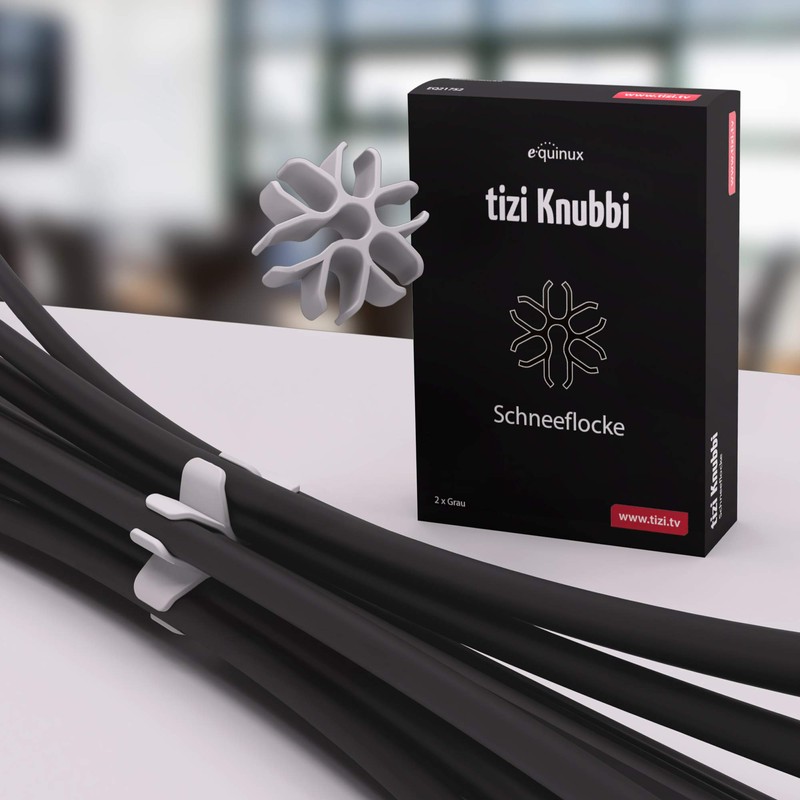 tizi Knubbi Snowflake 2 Grey Cable Tidy Bundles up to