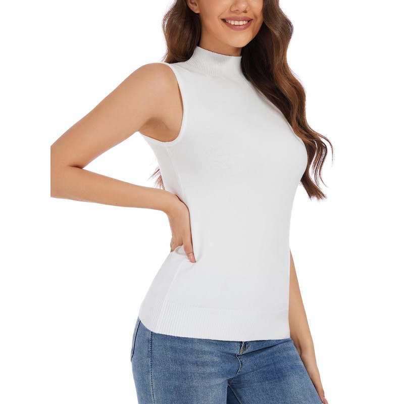 Fanvita - playera sin mangas con cuello alto para mujer,