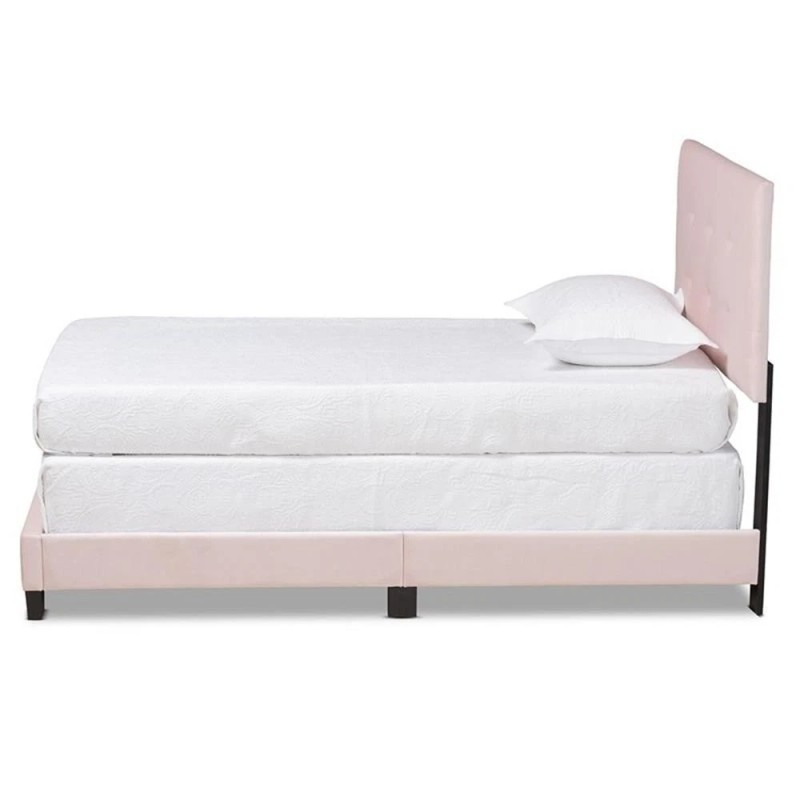 Bowery Hill Light Pink Upholstered Twin Size Panel Bed