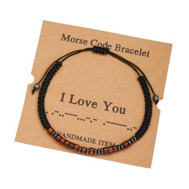 jokcde Morse Code Bracelets for Women - Inspirational Gifts Beaded Bracelets for Women Encouragement Birthday Gifts (I love you)