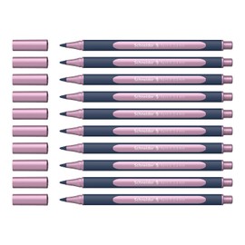 Schneider ML05001121 Metallic Rollerball Pens (Line Width 0.4 mm, Highly Metallic Ink, Quick-Drying, Housing Made of 88% Bio-Based Plastic) Pack of 10 in Metallic Rose